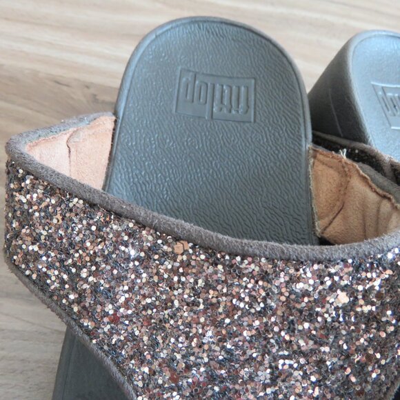 FITFLOP Lulu Chocolate Metallic Glitter Flip Flop Thong Sandals - Size US 7 - Picture 14 of 16